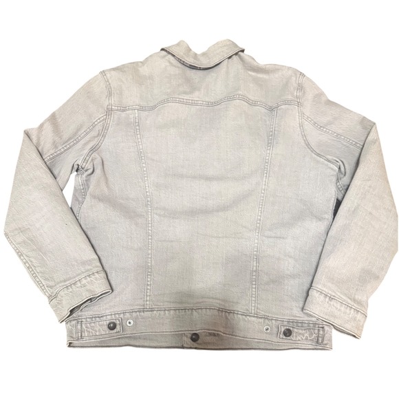 Levis Premium Mens Grey Denim Flannel Lined Trucker Jacket Size L Large Grey - Picture 2 of 10